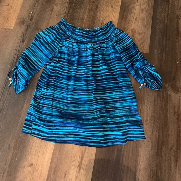 Michael by Michael Kors‎ off shoulder ruched sleeve top - Picture 1 of 5